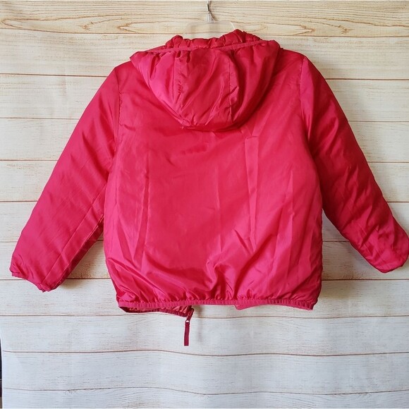 Eddie Bauer Kid's Reversible Quilted Puffer Jacket Hood Winter Snow Medium Pink - Picture 8 of 11
